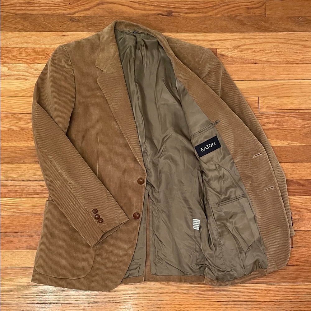 EATON Vintage Camel Brown Corduroy Preppy Grandpa Cottagecore Blazer Jacket